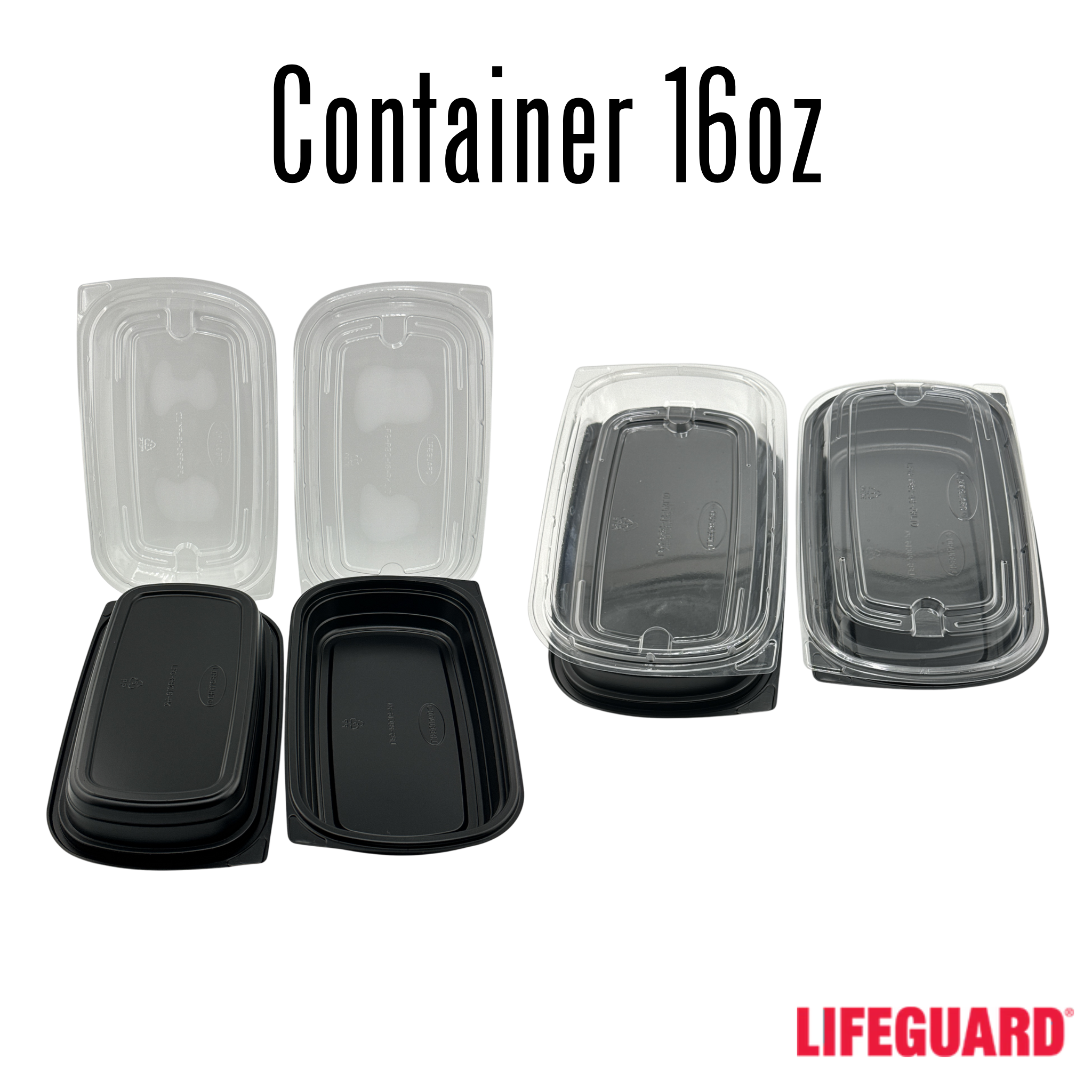 Master Case of Container 16oz black 8x6, 126 Sets/Case