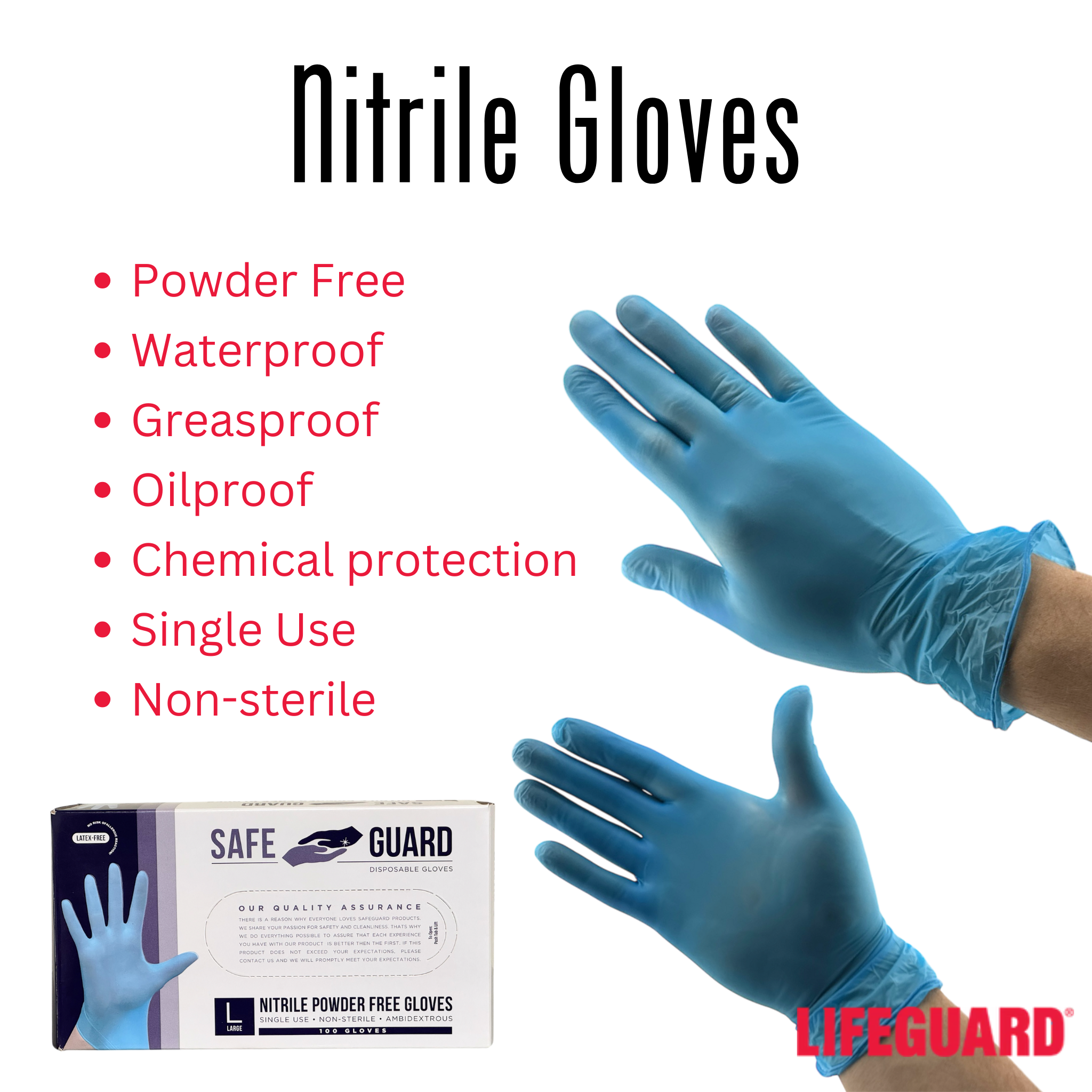 Master Case of Premium Nitrile Gloves, Powder Free, 100/box, Case of 10 (1000 count)