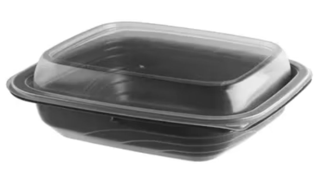 Take-Out Container Base & Lid Combo 12 OZ PP Black Clear Microwave Safe Vented Anti-Fog 201/Case
