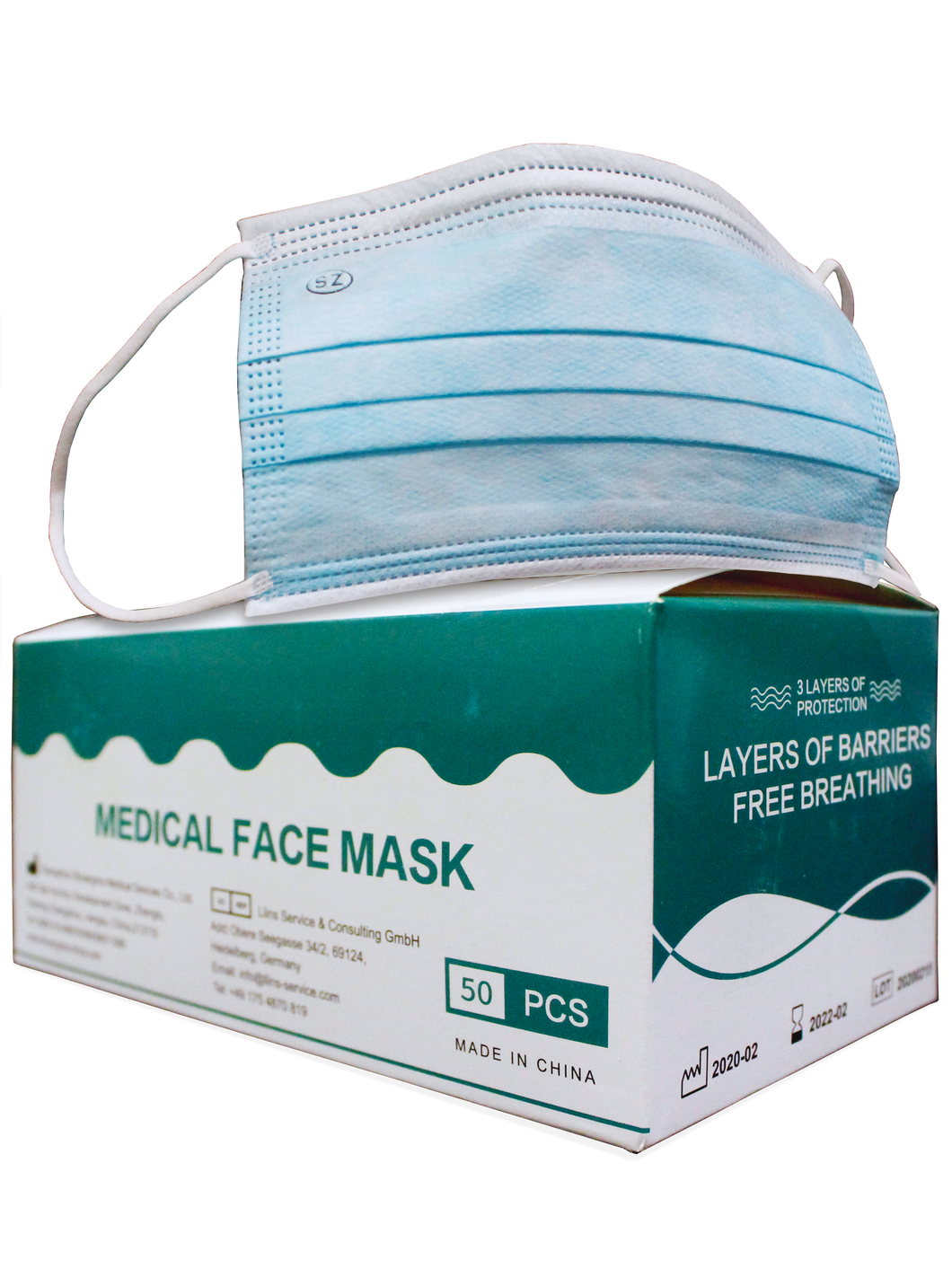 WHOLESALE Box of 50 3-Ply Face Masks
