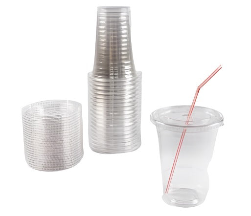 Crystal-Clear Slotted Plastic Cups, Disposable Cups for Iced Coffee, Tea, Lemonade, Soda, and More, 10 Oz, Case of 1000