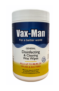 VAX-MAN DISINFECTING WIPES (12 per case)- $6.95 each