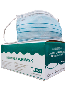 WHOLESALE Box of 50 3-Ply Face Masks